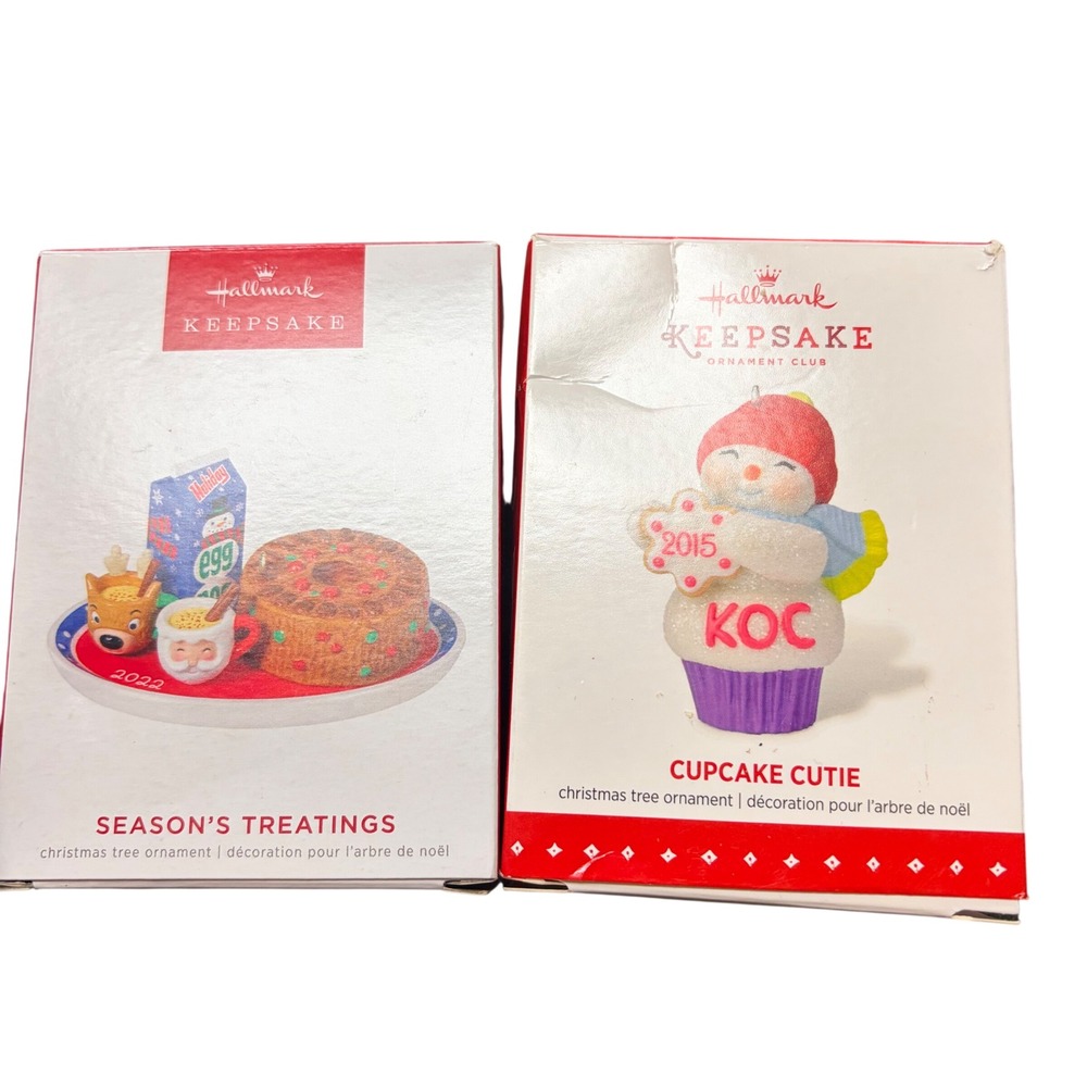 Hallmark Keepsake Ornament Lot 2015 Cupcake Cutie KOC & 2022 Seasons Treatings